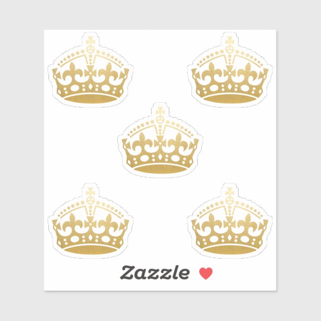Keep Calm Crown in Faux Gold Sticker (Sheet)