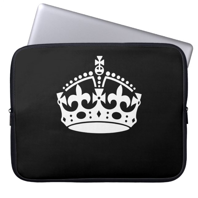 KEEP CALM CROWN on Black Customize This! Laptop Sleeve (Front)