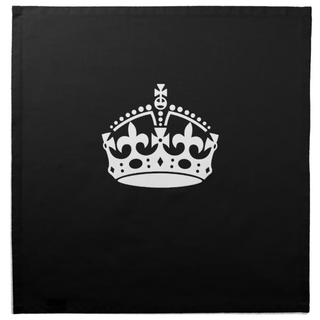KEEP CALM CROWN on Black Decor Napkin (Front)