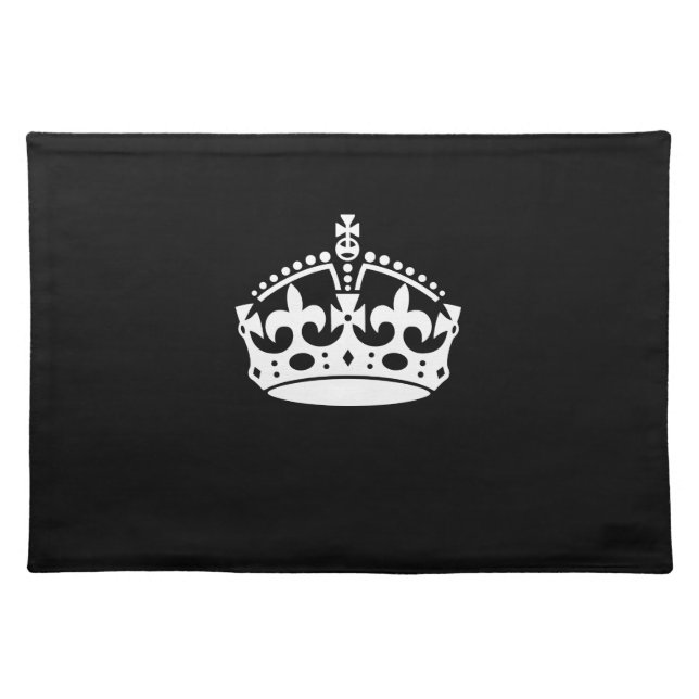 KEEP CALM CROWN on Black Decor Placemat (Front)