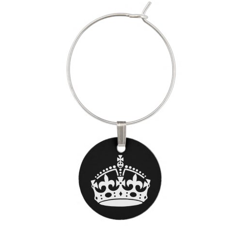 KEEP CALM CROWN on Black Decor Wine Charm