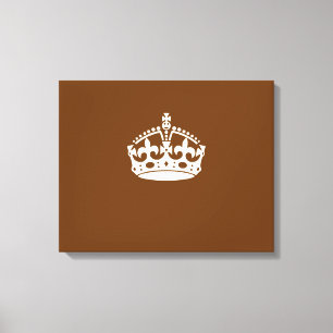 Keep Calm Crown on Brown Canvas Print