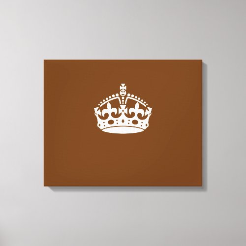 Keep Calm Crown on Brown Canvas Print