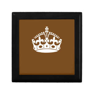 Keep Calm Crown on Brown Decor Jewelry Box