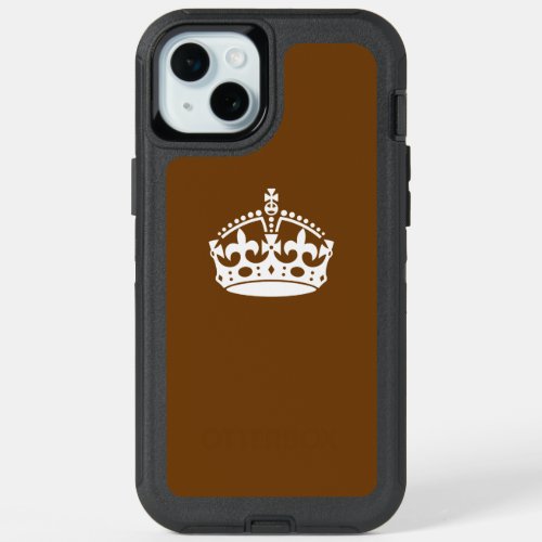 Keep Calm Crown on Brown Decor iPhone 15 Plus Case