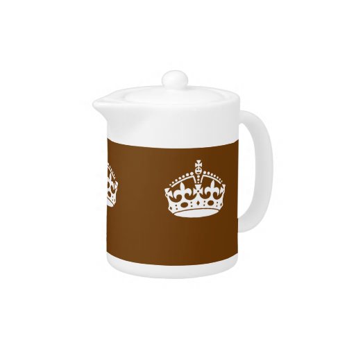 Keep Calm Crown on Brown Decor Teapot