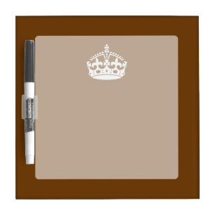 Keep Calm Crown on Brown Dry-Erase Board