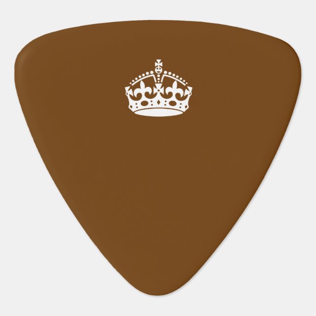 Keep Calm Crown on Brown Guitar Pick (Front)