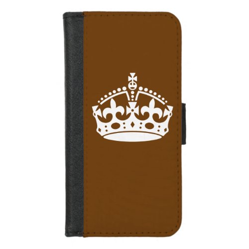 Keep Calm Crown on Brown iPhone 87 Wallet Case