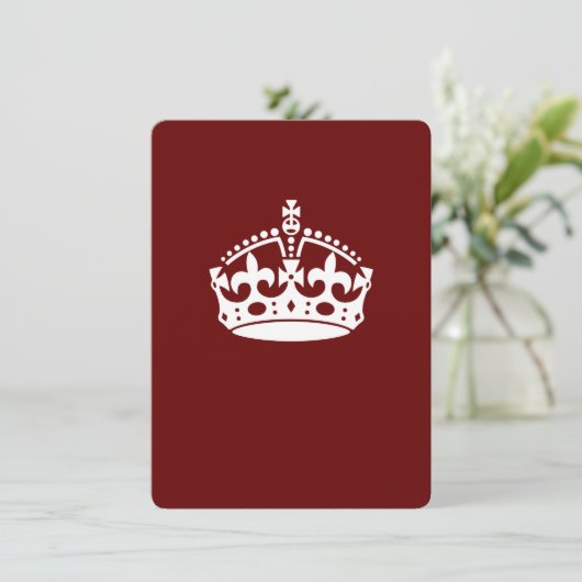 Keep Calm Crown on Burgundy Red Decor (Standing Front)