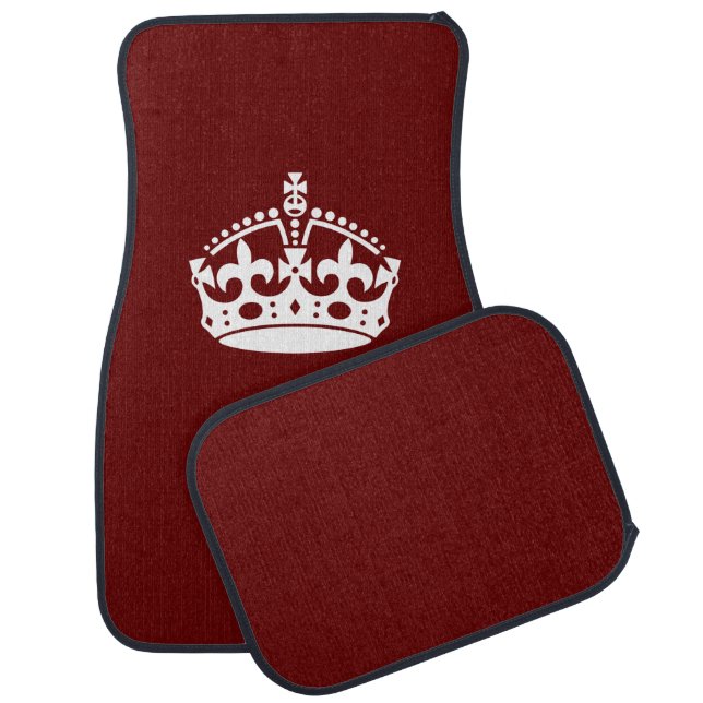 Keep Calm Crown on Burgundy Red Decor Car Mat (Set)