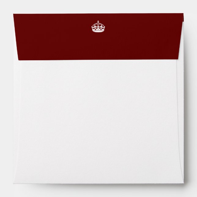 Keep Calm Crown on Burgundy Red Decor Envelope (Back (Top Flap))