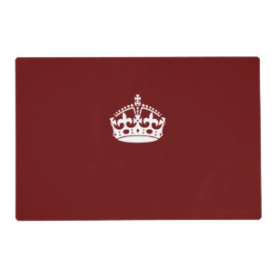 Keep Calm Crown on Burgundy Red Decor Placemat