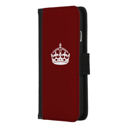 Keep Calm Crown on Burgundy Red iPhone 87 Wallet Case