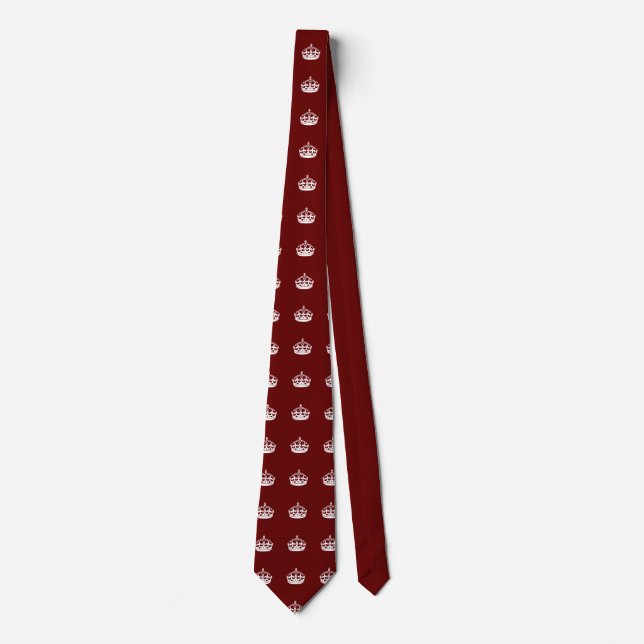 Keep Calm Crown on Burgundy Red Neck Tie (Front)