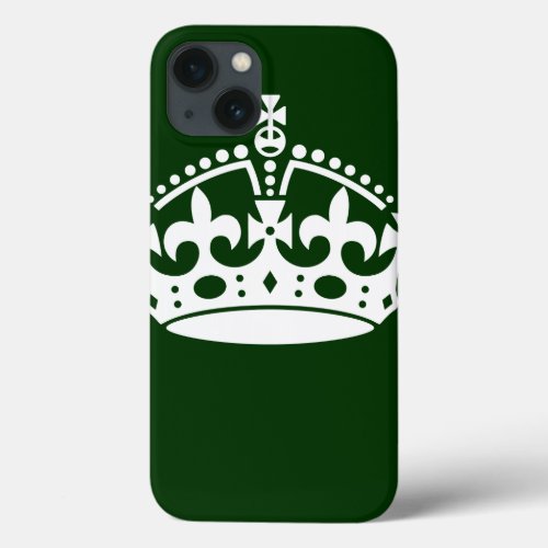 KEEP CALM CROWN on Forest Green Customize This iPhone 13 Case