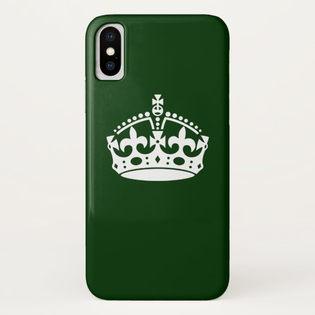 KEEP CALM CROWN on Forest Green Customize This Case-Mate iPhone Case (Back)