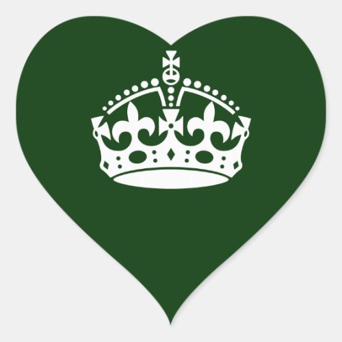 KEEP CALM CROWN on Forest Green Customize This Heart Sticker