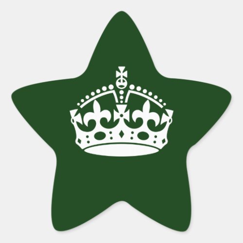 KEEP CALM CROWN on Forest Green Customize This Star Sticker