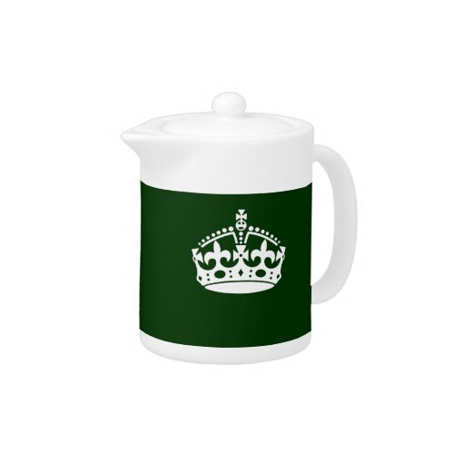 KEEP CALM CROWN on Forest Green Customize This Teapot