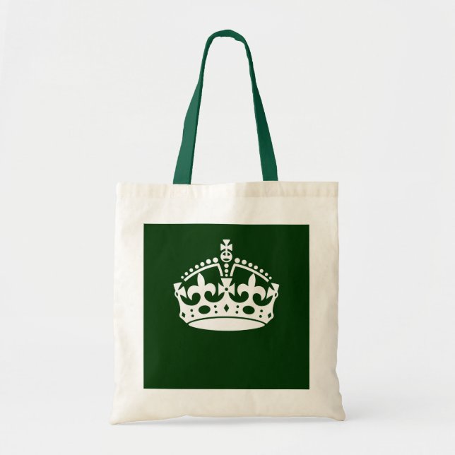 KEEP CALM CROWN on Forest Green Customize This Tote Bag (Front)