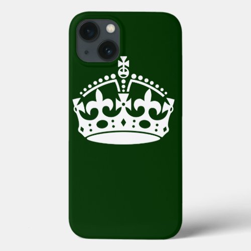 Keep Calm Crown on Forest Green Decor iPhone 13 Case
