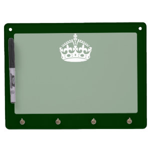 Keep Calm Crown on Forest Green Decor Dry Erase Board With Keychain Holder
