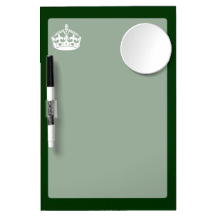 Keep Calm Crown on Forest Green Decor Dry Erase Board With Mirror