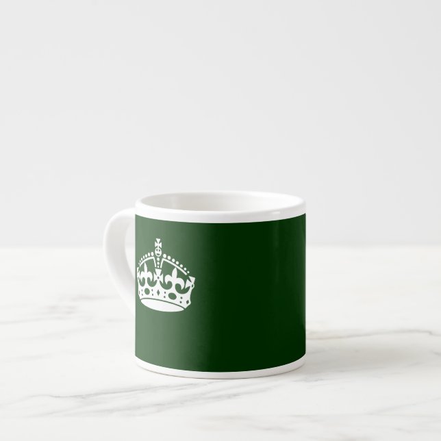 Keep Calm Crown on Forest Green Decor Espresso Cup (Front Left)