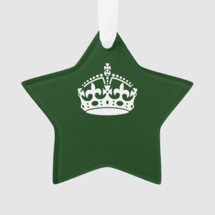 Keep Calm Crown on Forest Green Decor Ornament