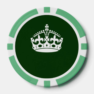 Keep Calm Crown on Forest Green Decor Poker Chips
