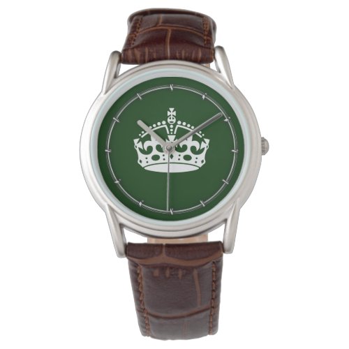 Keep Calm Crown on Forest Green Decor Watch