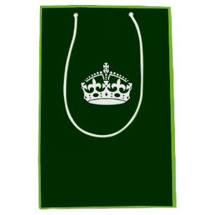 Keep Calm Crown on Forest Green Medium Gift Bag