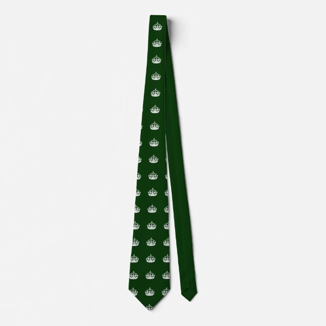 Keep Calm Crown on Forest Green Tie (Front)