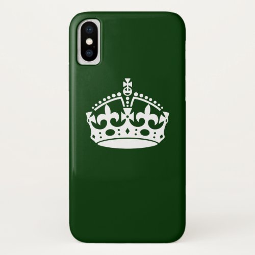 KEEP CALM CROWN on Green Customize This iPhone XS Case