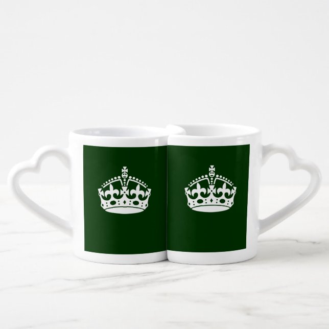 KEEP CALM CROWN on Green Customize This Coffee Mug Set (Front Nesting)
