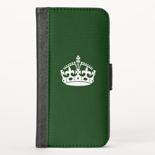 KEEP CALM CROWN on Green Customize This iPhone X Wallet Case