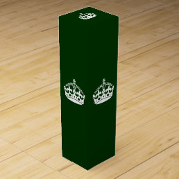 KEEP CALM CROWN on Green Customize This Wine Box
