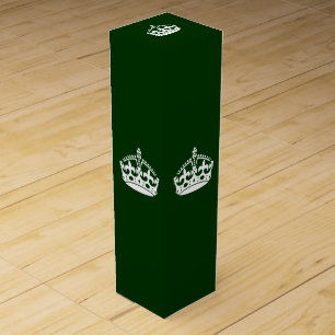 KEEP CALM CROWN on Green Customize This Wine Box