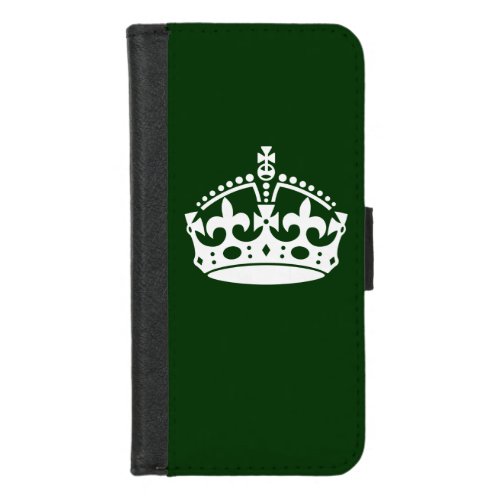 Keep Calm Crown on Green Decor iPhone 87 Wallet Case