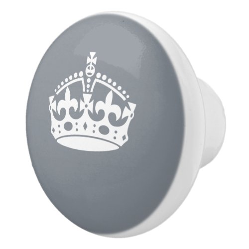 Keep Calm Crown on Grey Gray Customozable Ceramic Knob
