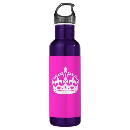 KEEP CALM CROWN on Hot Pink Customize This Stainless Steel Water Bottle