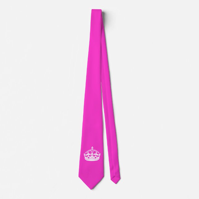 KEEP CALM CROWN on Hot Pink Customize This! Tie (Front)