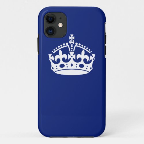 Keep Calm Crown on Navy Blue Color iPhone 11 Case