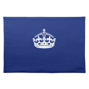 Keep Calm Crown on Navy Blue Color Cloth Placemat