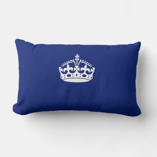 Keep Calm Crown on Navy Blue Color Lumbar Pillow