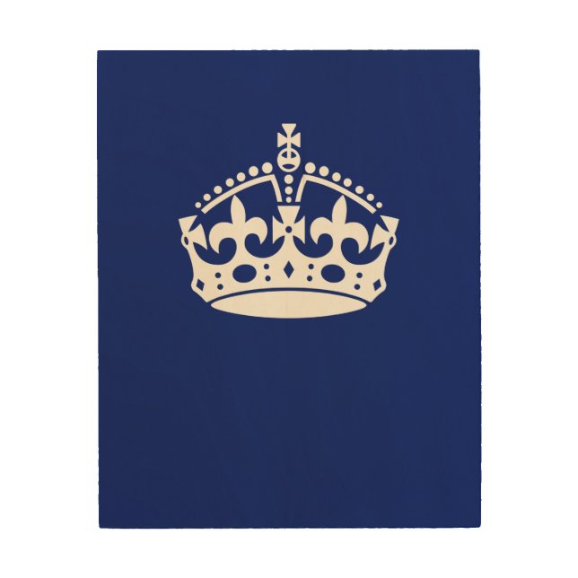 Keep Calm Crown on Navy Blue Decor (Front)