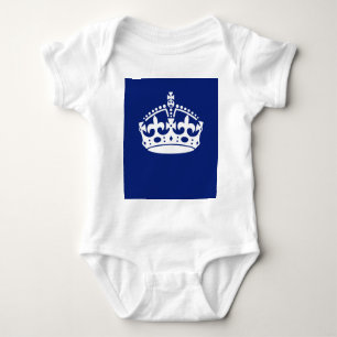 Keep Calm Crown on Navy Blue Decor Baby Bodysuit