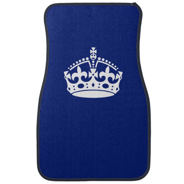 Keep Calm Crown on Navy Blue Decor Car Floor Mat (Front)