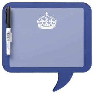 Keep Calm Crown on Navy Blue Decor Dry Erase Board